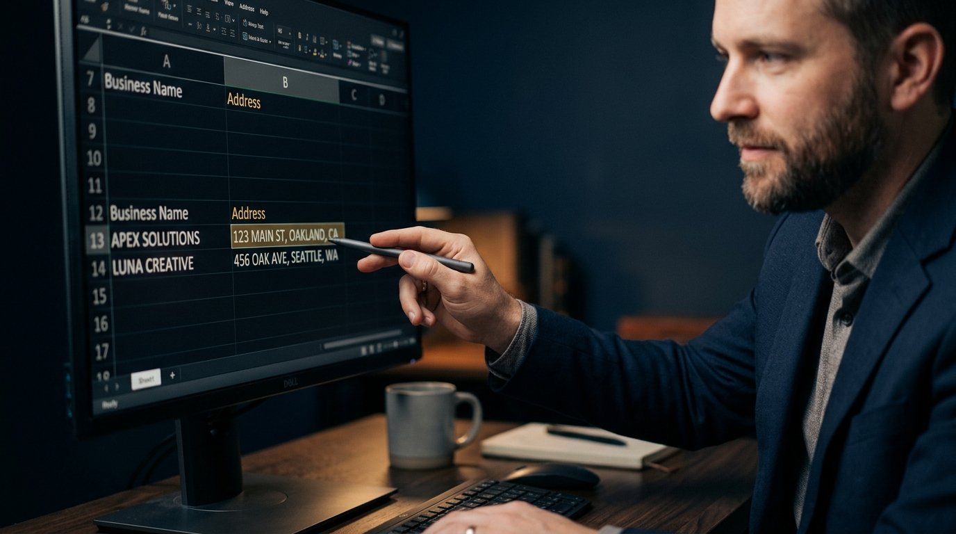 Bildschirm zeigt inkonsistente NAP-Daten in Tabelle – Symbol für fehlerhafte lokale Citations